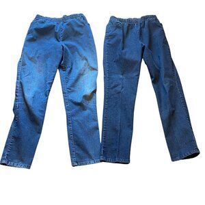 Bundle of 2 VTG 80’s Chic High Waist Denim Pull On Blue Jeans 12 Avg 28x29 #142S